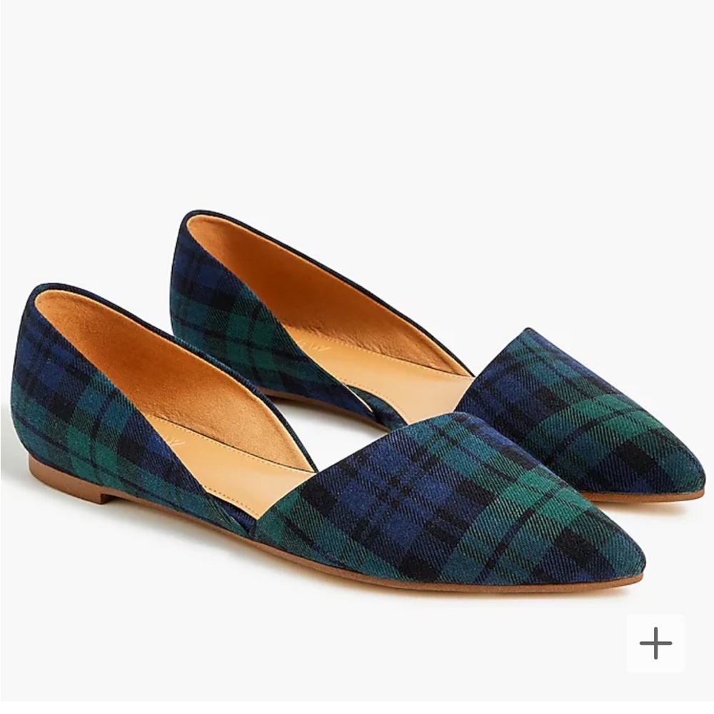 J. Crew Factory Black Watch plaid Zoe d'Orsay flats pointed toe size 9 NWB